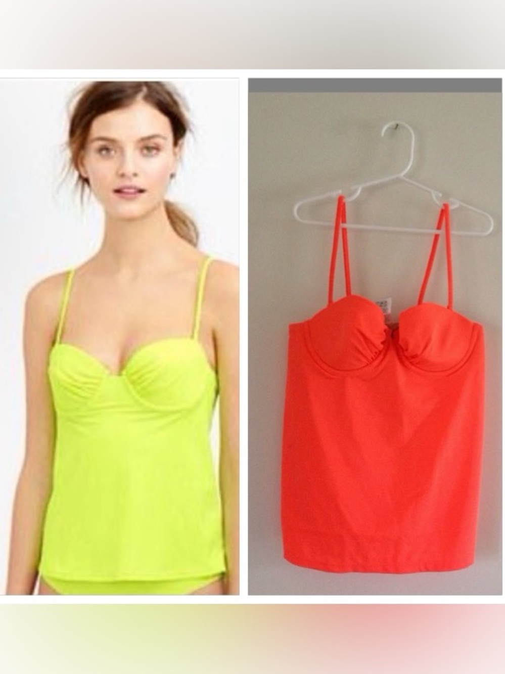 J. Crew Women's Neon Underwire Swing Tankini Top---size 2